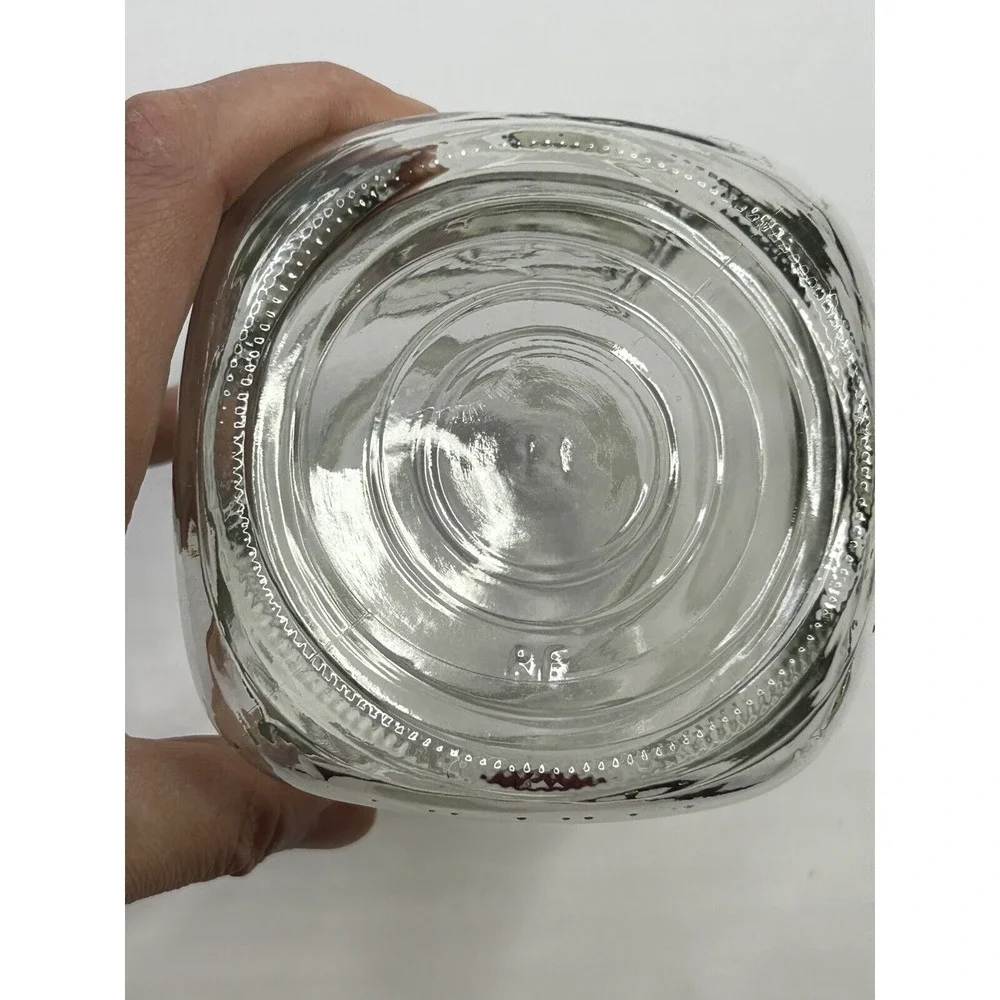 Vintage Embossed Tomatoes Design Square Clear Glass Mason Jar
